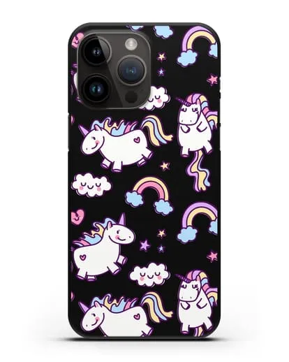 Чехол с дизайном Радужные единороги силиконовый для iPhone 14 Pro Max