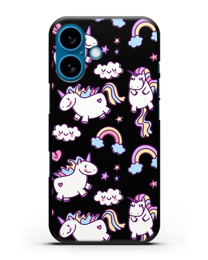 Чехол с дизайном Радужные единороги силиконовый для iPhone 16