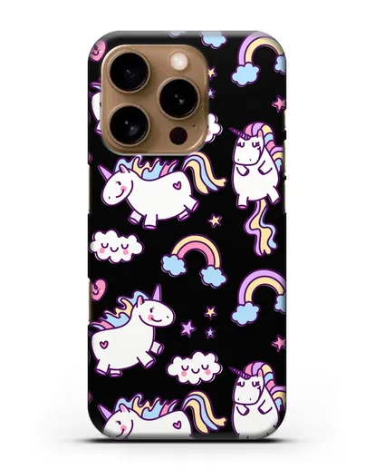 Чехол с дизайном Радужные единороги силиконовый для iPhone 16 Pro