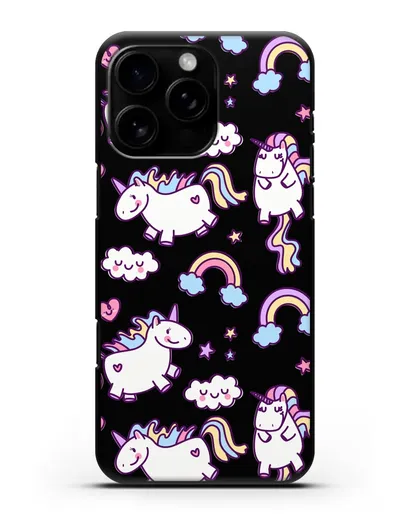 Чехол с дизайном Радужные единороги силиконовый для iPhone 16 Pro Max