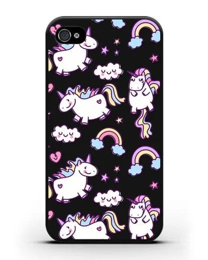 Чехол с дизайном Радужные единороги силиконовый для iPhone 4/4s