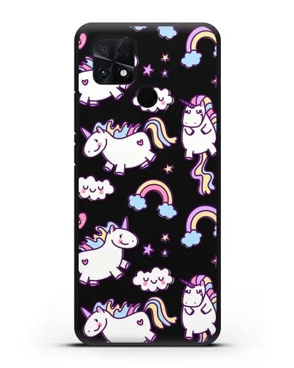 Чехол с дизайном Радужные единороги силиконовый для Xiaomi Poco C40