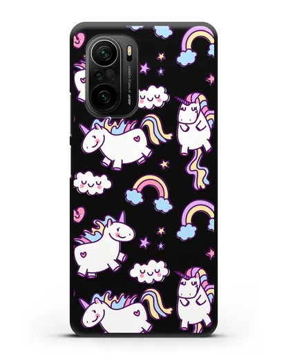 Чехол с дизайном Радужные единороги силиконовый для Xiaomi Poco F3