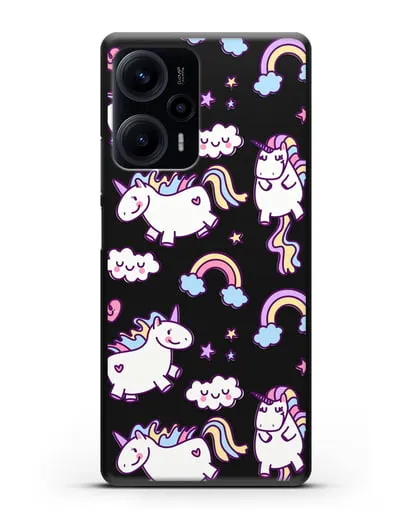 Чехол с дизайном Радужные единороги силиконовый для Xiaomi Poco F5