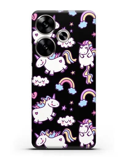 Чехол с дизайном Радужные единороги силиконовый для Xiaomi Poco F6