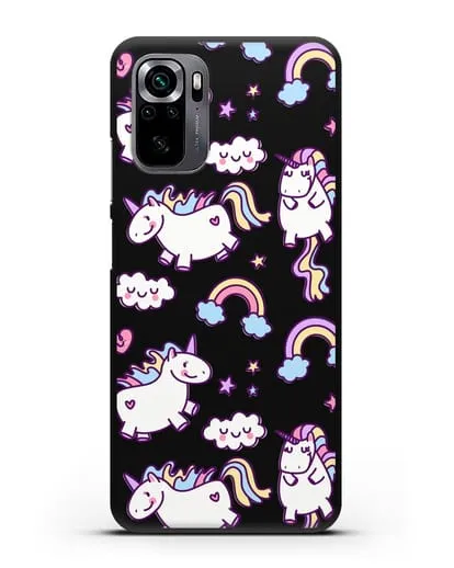 Чехол с дизайном Радужные единороги силиконовый для Xiaomi Poco M5s