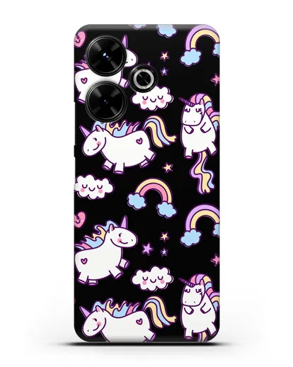 Чехол с дизайном Радужные единороги силиконовый для Xiaomi Poco M6