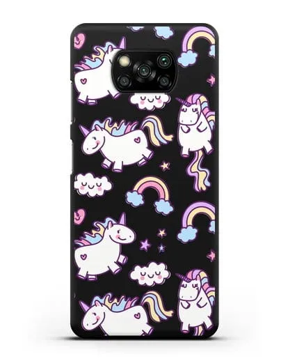 Чехол с дизайном Радужные единороги силиконовый для Xiaomi Poco X3