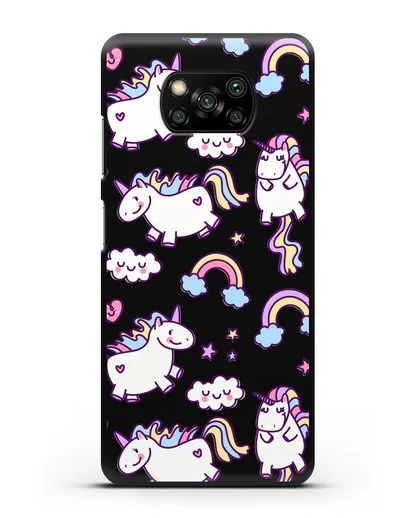 Чехол с дизайном Радужные единороги силиконовый для Xiaomi Poco X3 Pro