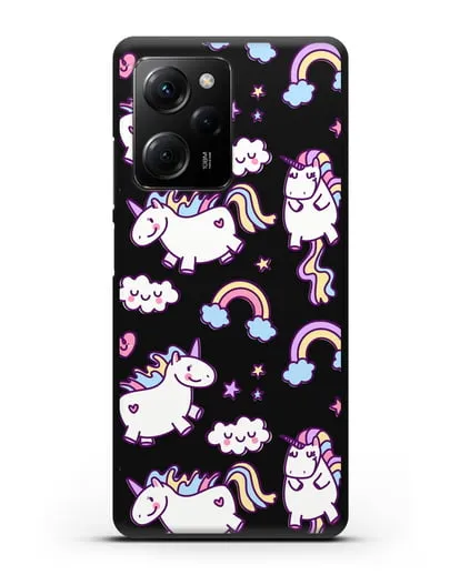 Чехол с дизайном Радужные единороги силиконовый для Xiaomi Poco X5 Pro