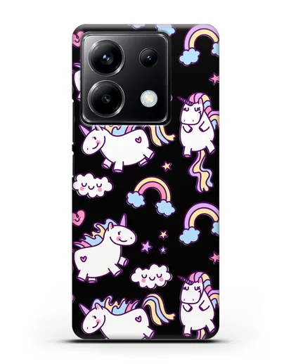 Чехол с дизайном Радужные единороги силиконовый для Xiaomi Poco X6