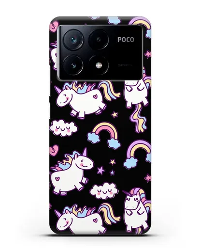 Чехол с дизайном Радужные единороги силиконовый для Xiaomi Poco X6 Pro