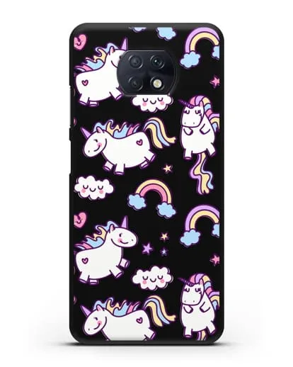Чехол с дизайном Радужные единороги силиконовый для Xiaomi Redmi Note 9T