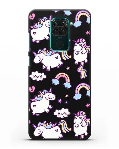 Чехол с дизайном Радужные единороги силиконовый для Xiaomi Redmi Note 9