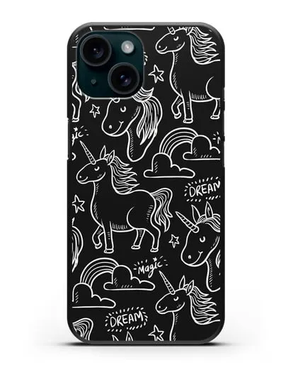 Чехол с дизайном Волшебный единорог силиконовый для iPhone 15