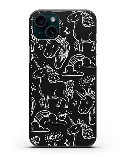 Чехол с дизайном Волшебный единорог силиконовый для iPhone 15 Plus