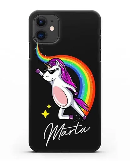 Именной чехол Единорог-супермен силиконовый для iPhone 11