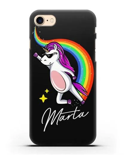 Именной чехол Единорог-супермен силиконовый для iPhone 7