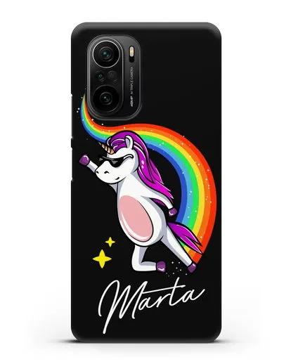 Именной чехол Единорог-супермен силиконовый для Xiaomi Poco F3