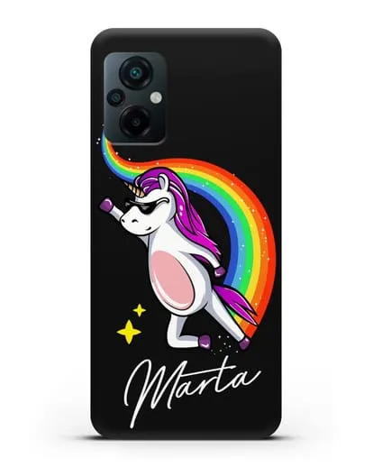 Именной чехол Единорог-супермен силиконовый для Xiaomi Poco M5