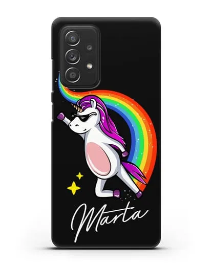 Именной чехол Единорог-супермен силиконовый для Samsung Galaxy A53
