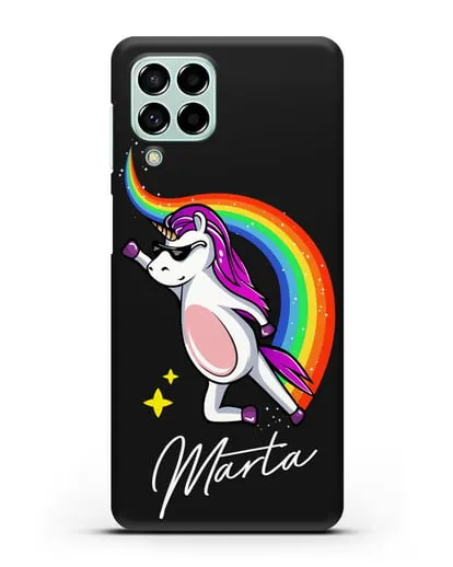 Именной чехол Единорог-супермен силиконовый для Samsung Galaxy M53 [SM-M536]