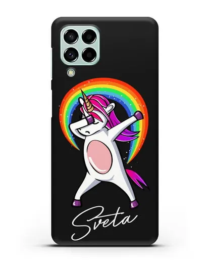 Именной чехол Единорог в танце силиконовый для Samsung Galaxy M53 [SM-M536]