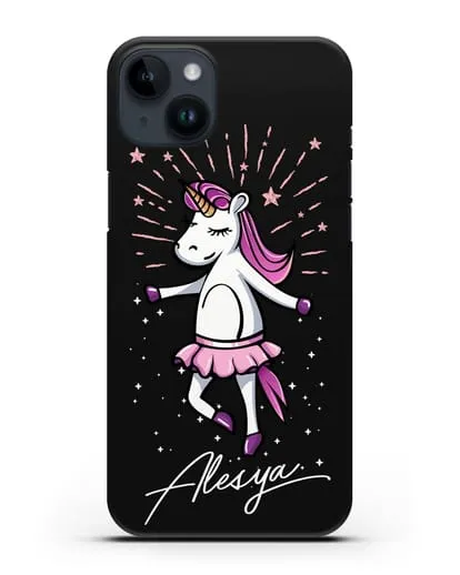 Именной чехол Танцующая единорожка силиконовый для iPhone 14 Plus