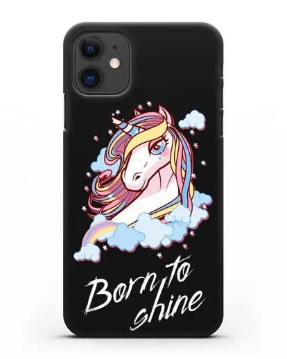 Чехол с рисунком единорога и надписью Born to shine силиконовый для iPhone 11