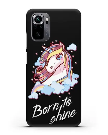 Чехол с рисунком единорога и надписью Born to shine силиконовый для Xiaomi Poco M5s
