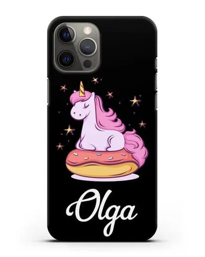 Именной чехол Единорог и пончик силиконовый для iPhone 12 Pro Max