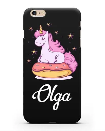 Именной чехол Единорог и пончик силиконовый для iPhone 6 Plus