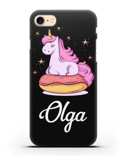 Именной чехол Единорог и пончик силиконовый для iPhone 7