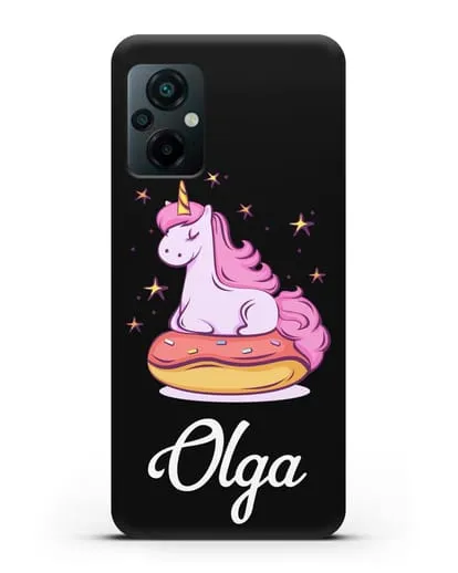 Именной чехол Единорог и пончик силиконовый для Xiaomi Poco M5