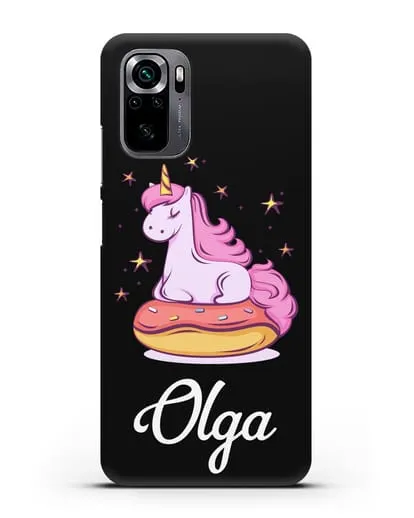 Именной чехол Единорог и пончик силиконовый для Xiaomi Poco M5s