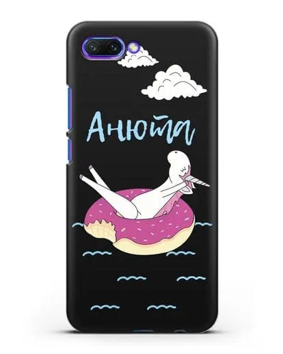 Именной чехол Единорог на море силиконовый для Honor 10