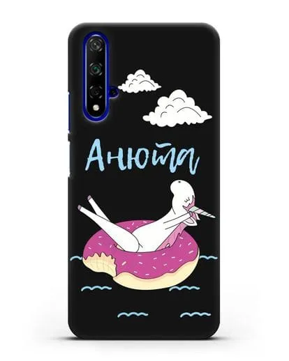 Именной чехол Единорог на море силиконовый для Honor 20