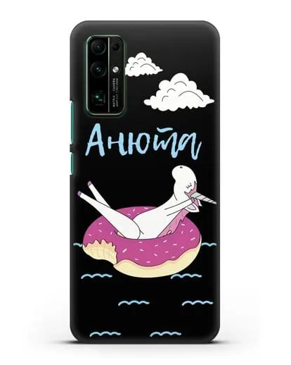 Именной чехол Единорог на море силиконовый для Honor 30