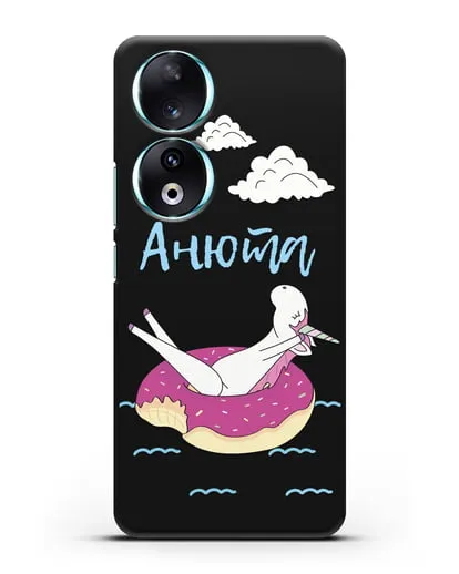 Именной чехол Единорог на море силиконовый для Honor 90