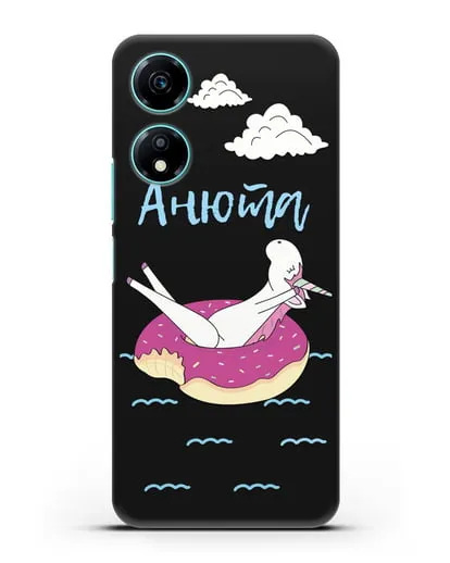 Именной чехол Единорог на море силиконовый для Honor X5 Plus