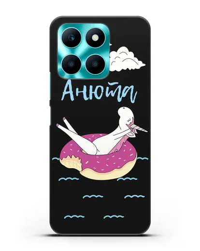 Именной чехол Единорог на море силиконовый для Honor X6a