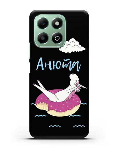 Именной чехол Единорог на море силиконовый для Honor X6b