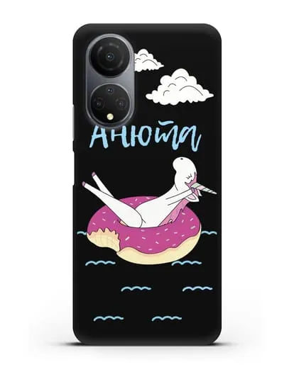 Именной чехол Единорог на море силиконовый для Honor X7