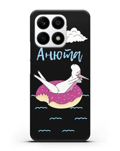 Именной чехол Единорог на море силиконовый для Honor X8a