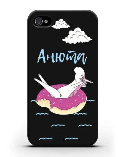 Именной чехол Единорог на море силиконовый для iPhone 4/4s