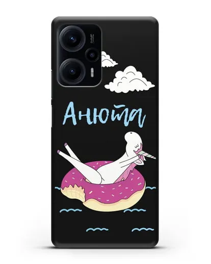 Именной чехол Единорог на море силиконовый для Xiaomi Poco F5