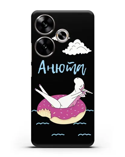 Именной чехол Единорог на море силиконовый для Xiaomi Poco F6