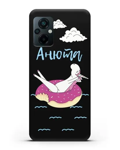 Именной чехол Единорог на море силиконовый для Xiaomi Poco M5