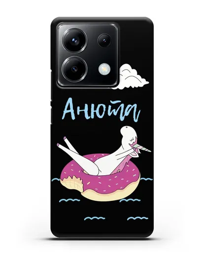 Именной чехол Единорог на море силиконовый для Xiaomi Poco X6