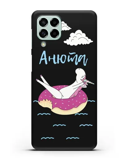 Именной чехол Единорог на море силиконовый для Samsung Galaxy M53 [SM-M536]